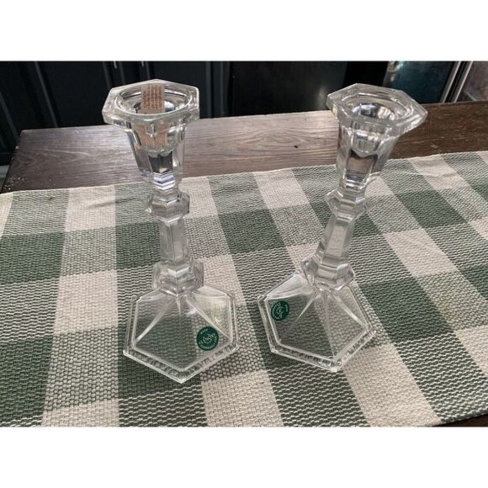 2- 8 Inch Lenox Crystal Candle Stick Set New In Box ‎ Holiday